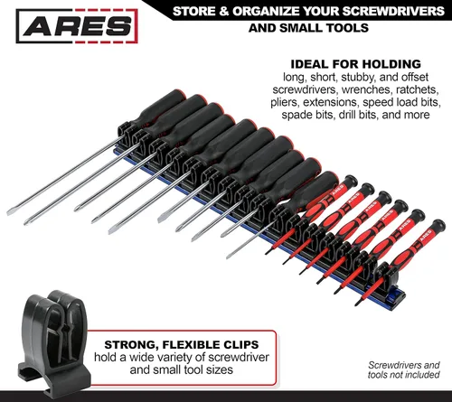Miniatura 3 de ARES 62027 - Soporte para herramientas de mano azul de 16.5 pulgadas, riel de aluminio almacena hasta 16 destornilladores o herramientas pequeñas
