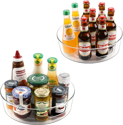 Miniatura 13 de GUZON Paquete de 4 Organizadores Lazy Susan, Mesa Giratoria Lazy Susan Transparente de 9 Pulgadas para Gabinete, Estante Giratorio de Especias