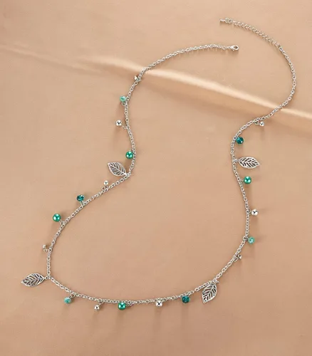 Miniatura 2 de Collar largo de cadena de plata para mujer, colgante bohemio, cadena de suéter con perlas de cristal, collares de cuentas de moda, joyería de plata