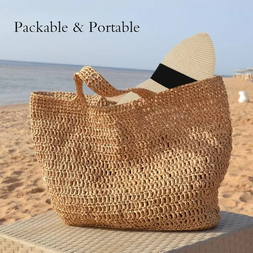 Miniatura 4 de Surblue Sombrero de verano de paja para mujer, sombrero de sol flexible de ala ancha para playa