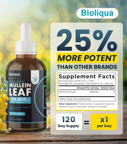 Miniatura 3 de Balance Bioliqua Gotas de gordolobo para pulmones – Alta resistencia de 150,000 mg por tintura de 4 fl oz – 120 porciones a 1,250 mg por dosis