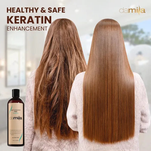 Miniatura 5 de damila Champú sin sal y sulfato para queratina y cabello teñido - Perfecto para cabello dañado, encrespado, rizado o seco (4 onzas líquidas)