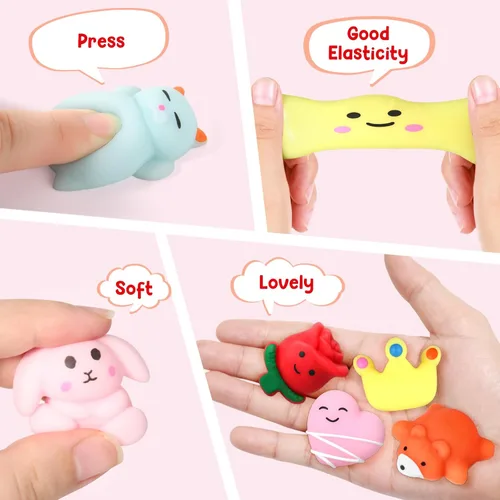 Miniatura 5 de SURCVIO Paquete de 28 regalos para el día de San Valentín para niños, corazones rellenos de mochi y tarjetas de felicitación de San Valentín Kawaii