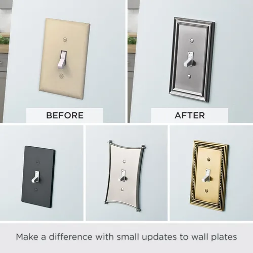 Miniatura 7 de Franklin Brass Placa de pared clásica con cuentas (1 unidad) para interruptor de luz, color blanco puro, protector de palanca de 1 banda, toma