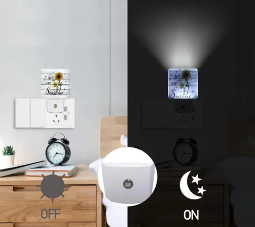 Miniatura 4 de Luz nocturna LED enchufable de girasol, luces nocturnas inteligentes con sensor de atardecer a amanecer, enchufe a la pared, luces nocturnas de bajo