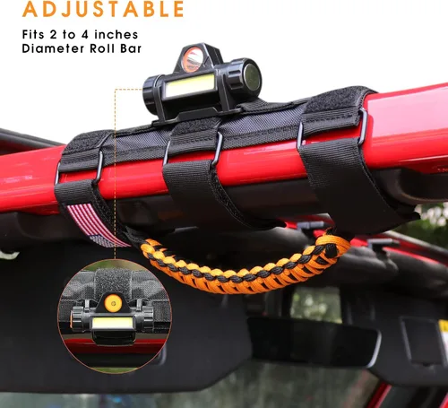 Miniatura 2 de sukemichi Asas de agarre de barra de agarre con luz para Jeep Wrangler Accesorios TJ JK JL YJ Unlimited Rubicon Sahara 2 puertas 4 puertas Jeep