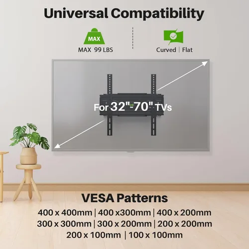 Miniatura 2 de USX MOUNT Soporte de pared para TV de movimiento completo para la mayoría de televisores de 32 a 70 pulgadas de hasta 99 libras, soporte de pared