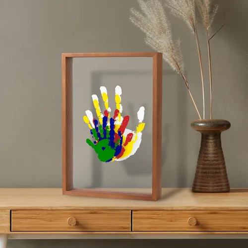 Miniatura 8 de Kit de huellas de manos familiares – Marco de madera de recuerdo hecho a mano DIY – Regalos familiares, regalos de adopción, regalo para padres