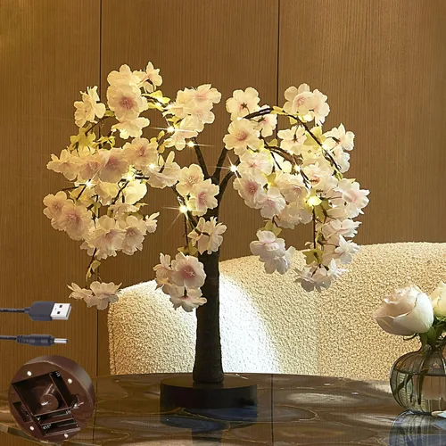 Miniatura 8 de LITBLOOM Árbol de abedul iluminado con temporizador, funciona con pilas o enchufe USB de 18 pulgadas, 24 LED, árboles de Pascua con luces para boda