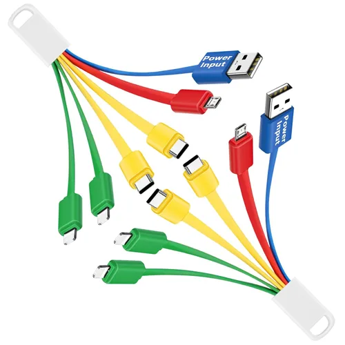 Miniatura 8 de Herfair Cable de carga múltiple (paquete de 2) Cable de carga universal 6 en 1 Cable de alimentación para múltiples dispositivos con conectores Negro