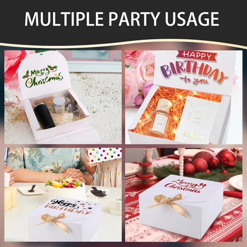 Miniatura 5 de Paquete de 12 cajas de regalo blancas con tapas a granel, caja de propuesta de dama de honor con cinta, cajas de regalo para bodas, Navidad, día