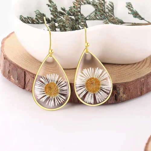 Miniatura 78 de Forget-Me-Not and Queen Anne's Lace Pressed Wildflower Earrings Pressed Flower Earrings Handmade Drop and Dangle Earrings Gift for Woman