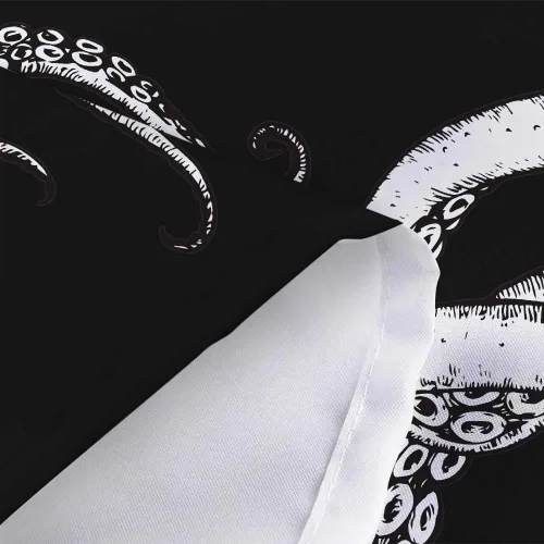 Miniatura 6 de Octopus Decor - Cortina de ducha para caravana, remolque, baño, divertido juego de cortinas de ducha pequeñas y estrechas de tela en blanco y negro