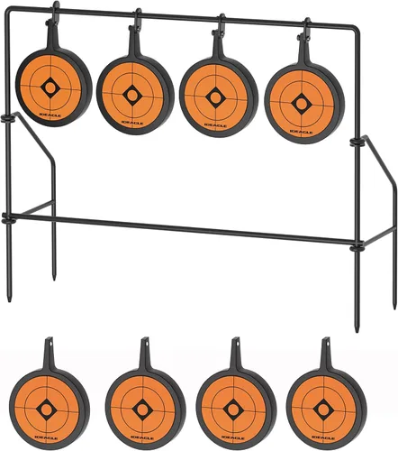 Ideagle Juego de objetivos de pistola de pellets más gruesos+4 objetivos de giro de reinicio clasificados para calibre .177 a .22LR
