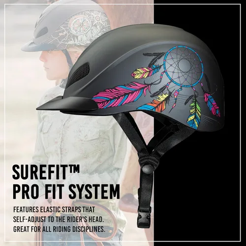 Miniatura 4 de Troxel Rebel Bold - Casco de equitación, perfil bajo, ligero, diseño ajustable, equipo de equitación de seguridad Atrapa sueños