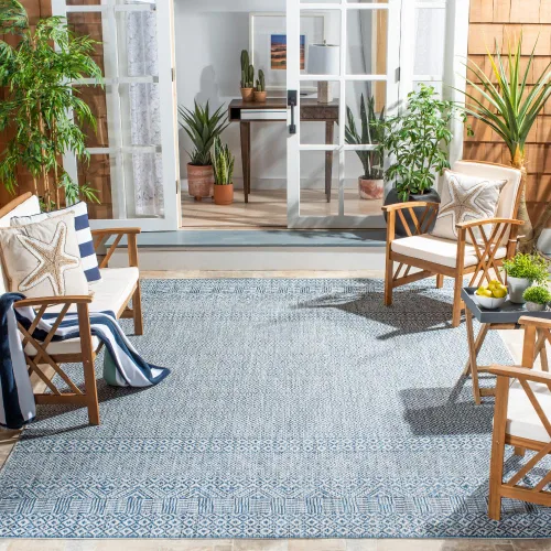 Miniatura 51 de SAFAVIEH Alfombra lavable al aire libre, colección Courtyard - 2'3" x 5', gris y negro, no desprende pelusa y fácil limpieza, ideal para patio