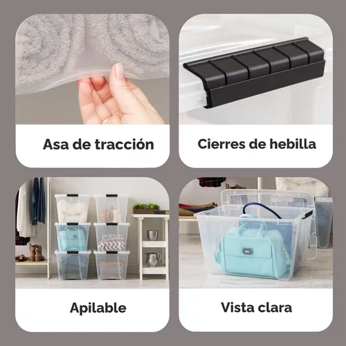 Miniatura 3 de IRIS USA 6-Pack 54 qt, contenedores de almacenamiento apilables con tapas [Hecho en EE. UU.] - Organizador diario con cierre, contenedores