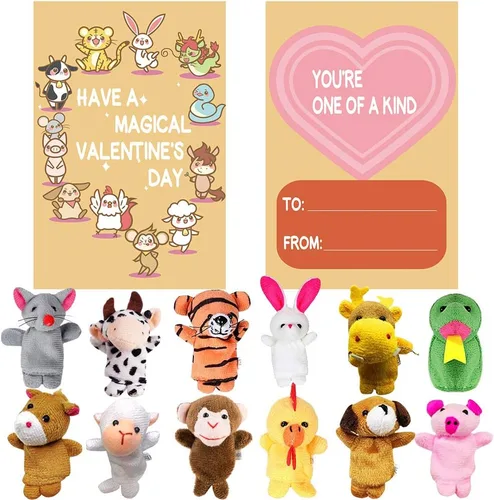 Paquete de 12 muñecos de peluche con tarjetas de felicitación de San Valentín, regalo de San Valentín, escuela de San Valentín, regalo de San