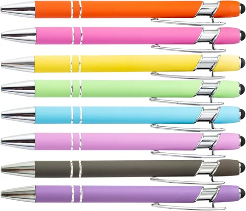 Miniatura 13 de PASISIBICK Bolígrafo negro de 12 piezas con punta de lápiz capacitivo, 2 en 1, elegante bolígrafo de metal para pantalla táctil, tinta negra, punta