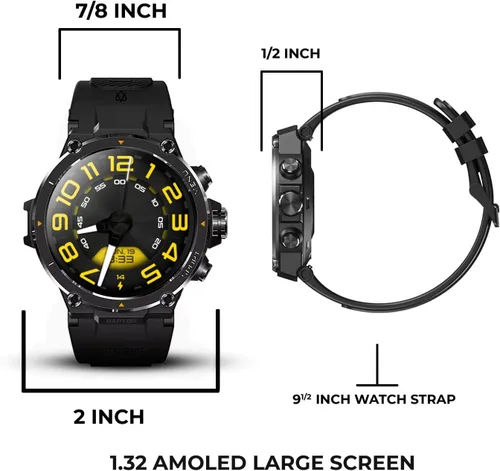 Miniatura 7 de ALPHAGEAR Raptor Smartwatch para hombre, reloj inteligente táctico resistente, IP69K + 5ATM resistente al agua, batería de 21 días, llamadas