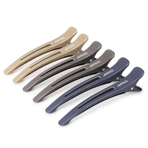 AIMIKE Clips de seccionamiento de cabello con banda de silicona, clips de peinado con pico de pato sin arrugas para salón, corte y rodillos (6