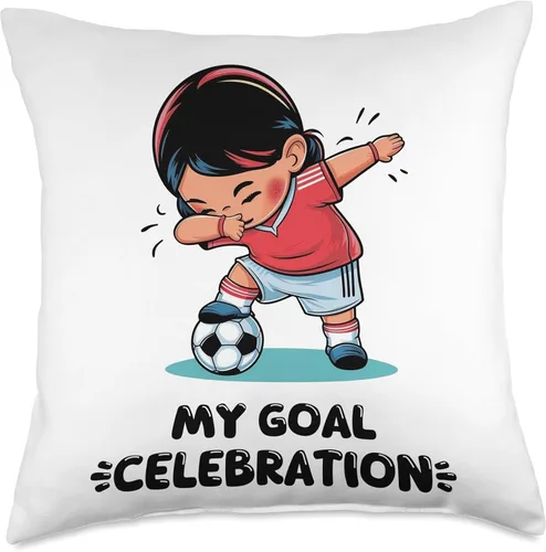 Miniatura 4 de Dabbing Soccer Girl Funny Kids Football Gifts For Christmas Throw Pillow