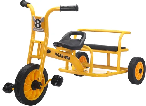 Miniatura 7 de Triciclo para niños de 3 a 8 años, bicicleta de triciclo doble para niños, bicicleta tándem para guardería preescolar al aire libre con neumáticos