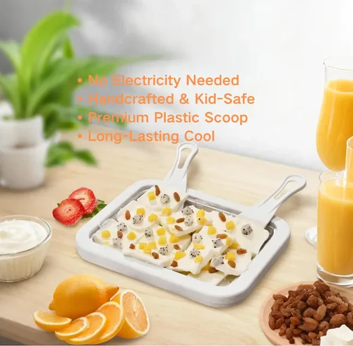 Miniatura 5 de Máquina para hacer helados enrollados, sartén para puntos dulces, plato frío instantáneo, ideal para hacer helado enrollado, suave para servir