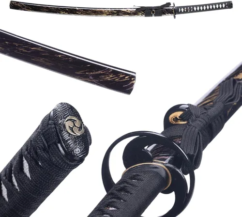 Miniatura 5 de Katana de entrenamiento, espada tradicional hecha a mano, Katanas de espiga completa de acero de resorte 9260, auténticas espadas samuráis