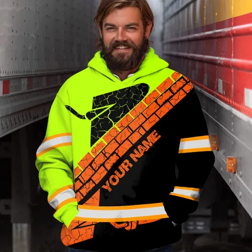 Miniatura 6 de Sudadera con capucha de alta visibilidad para hombres - Colección de trabajos con nombre personalizado Clase 3 Ropa de trabajo reflectante