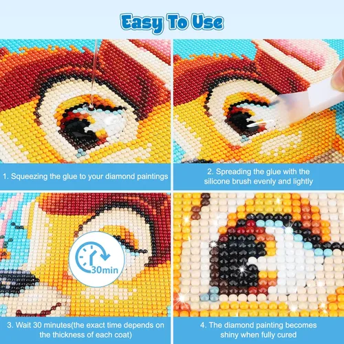 Miniatura 4 de GHHKUD Sellador de pintura de diamante de 10.5 onzas líquidas con 2 pinceles, 2 unidades de pegamento sellador de arte de diamante, accesorios