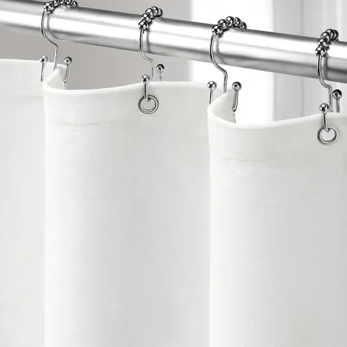 Miniatura 14 de Cortina de ducha de lino negro, cortinas de ducha de tela bohemia para baño, juego de forro de tela natural de algodón, 72 pulgadas de ancho x 72