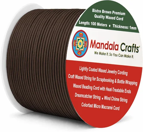 Miniatura 143 de Cuerda Mandala Crafts 0.03 pulgadas 109 yardas para hacer joyería, artesanía, macramé, cuerda de algodón encerado Negro