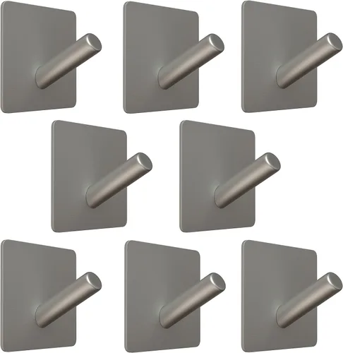 Miniatura 12 de Ganchos autoadhesivos para toallas de baño de níquel cepillado para montar en la puerta de baño, tiras fuertes de acero inoxidable SUS304