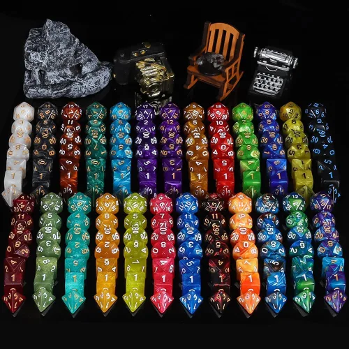 Miniatura 5 de QMay DND Juego de Dados - 25x7 (175 piezas) Dados Poliédricos Compatibles con Dungeons and Dragons D&D RPG MTG Juegos de Mesa. 25 juegos de 7 dados