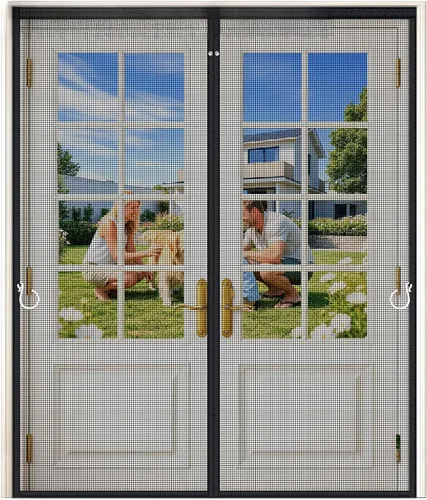 Miniatura 14 de HOFUDON Puertas de pantalla de garaje con imanes de tira completa mejoradas para garaje de 2 autos de 16 pies x 7 pies, malla magnética de fibra