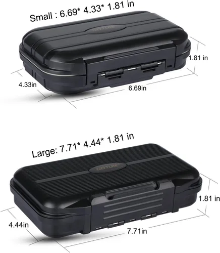 Miniatura 4 de Goture Pequeña caja organizadora de aparejos de pesca con tecnología impermeable, compartimentos fijos, caja de almacenamiento de señuelos de Negro