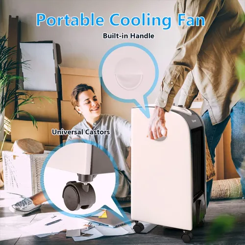 Miniatura 8 de COSTWAY Enfriador de aire evaporativo, ventilador de refrigeración 3 en 1 con 2 cajas de cristal de hielo, 3 modos, tanque de agua de 3 velocidades