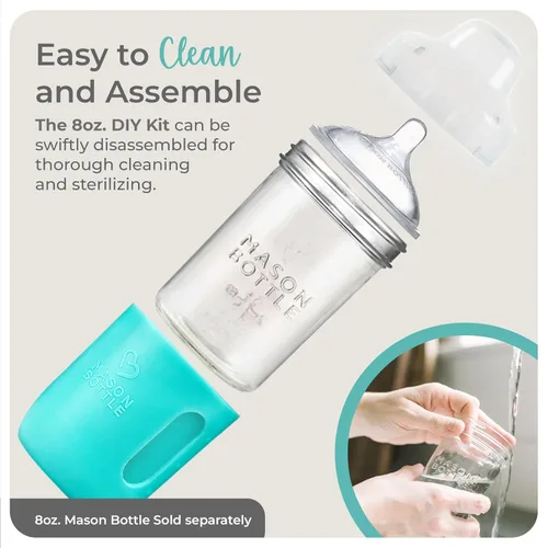 Miniatura 3 de Mason Bottle Kit de bricolaje de biberones de vidrio de 8 onzas: convierte tus tarros Mason desde casa, no tóxico, libre de BPA y BPS, 100%