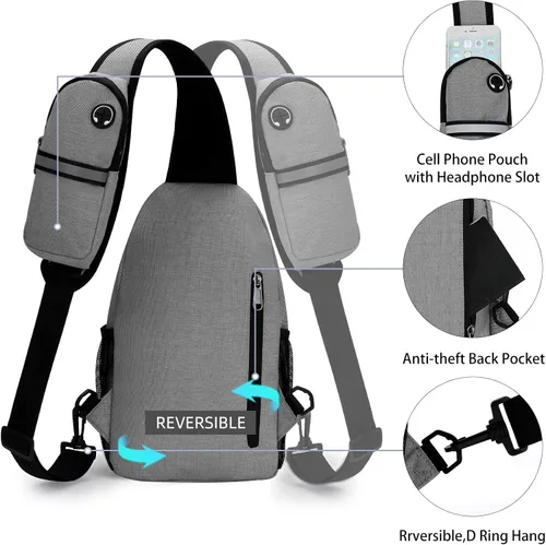 Miniatura 6 de Mochila cruzada para mujeres y hombres, multiusos, artículos esenciales de viaje, senderismo, bolsa de pecho