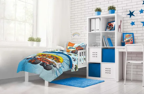 Miniatura 7 de Jay Franco Blaze and The Monster Machines Off to The Races - Juego de cama de 4 piezas para niños de tamaño infantil, juego de cama de microfibra