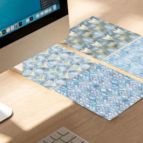 Miniatura 6 de PRSTINCOL Papel para álbum de recortes, 16 hojas de 6 x 6 pulgadas, suministros de álbum de recortes de estilo de ventana azul, papel de decoupage
