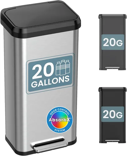 Miniatura 12 de iTouchless SoftStep - Bote de basura de acero inoxidable, 13.2 galones, sistema de filtro de olores, pedal y tapa con cierre silencioso y fino