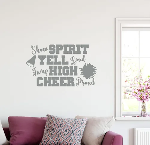 Miniatura 3 de 38"x24" Show Espíritu Yell Loud Jump alta Cheer orgullosos pompones animadora del megáfono calcomanía decorativo para pared arte mural decoración