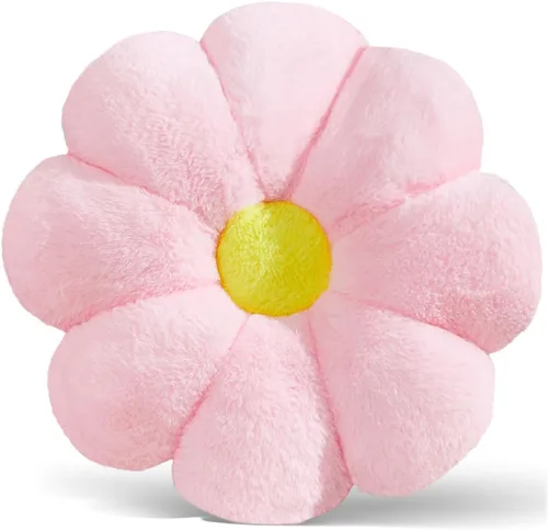 Miniatura 13 de Almohada de 17.7 Pulgadas en Rosa Caliente con Diseño de Margarita, Almohada Decorativa en Forma de Flor, Cojín para Niñas, Adultos, Linda