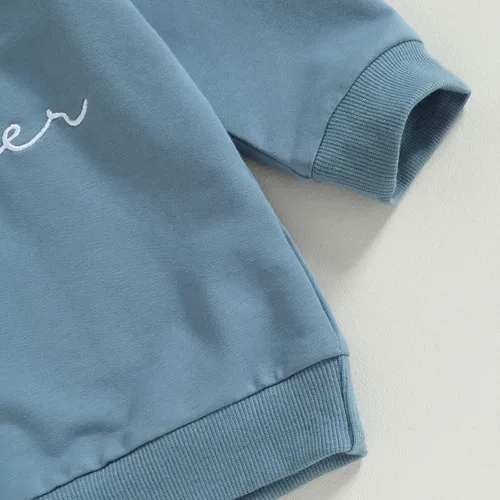Miniatura 6 de Big Brother Little Sister Conjuntos a juego para bebé, sudadera de manga larga de color sólido para otoño e invierno