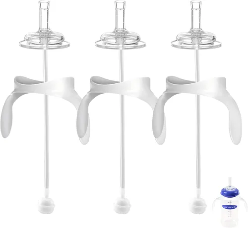 Miniatura 7 de Kit de conversión de vasos con boquilla para biberones Lansinoh, tapa suave y bola pesada de transición con asas, convertidor de 19.7 ft+, juego de 3