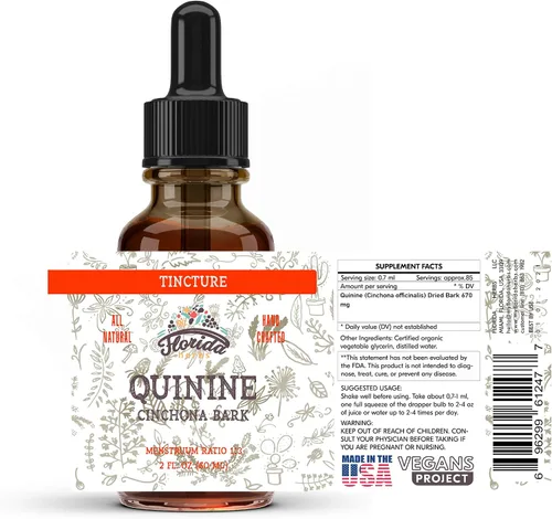 Miniatura 5 de Extracto de tintura de quinina, líquido de quinina (Cinchona officinalis) Suplemento de hierbas de corteza seca, sin OMG, sin gluten en glicerina
