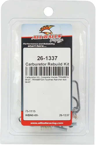 Miniatura 4 de All Balls Kit de reconstrucción de carburador de carreras 26-1337 compatible con/repuesto para Honda TRX400FA 2004-2007, TRX400FGA Fourtrax Rancher