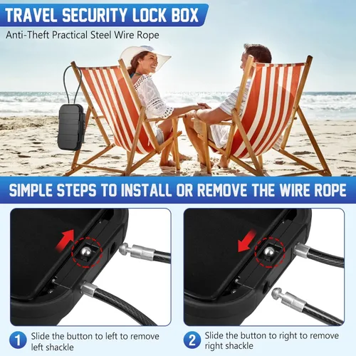 Miniatura 5 de Caja de seguridad portátil de viaje con combinación de 4 dígitos, mini caja de seguridad antirrobo, caja de seguridad para playa, impermeable